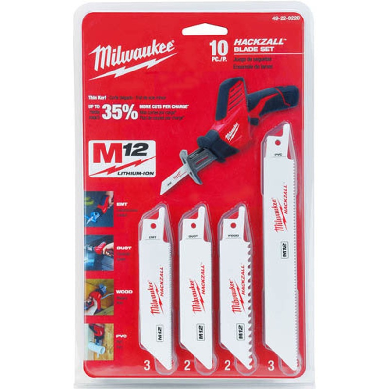 Milwaukee 10 Piece Hackzall Set Sawzall Blade 49220220