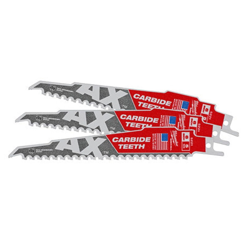 Milwaukee 150mm Sawzall Carbide Ax Blade 3 Pack 48005321
