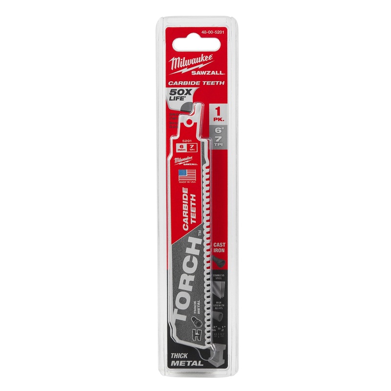 Milwaukee 150mm TORCH with Carbide Teeth Sawzall Blade 1pk 48005201