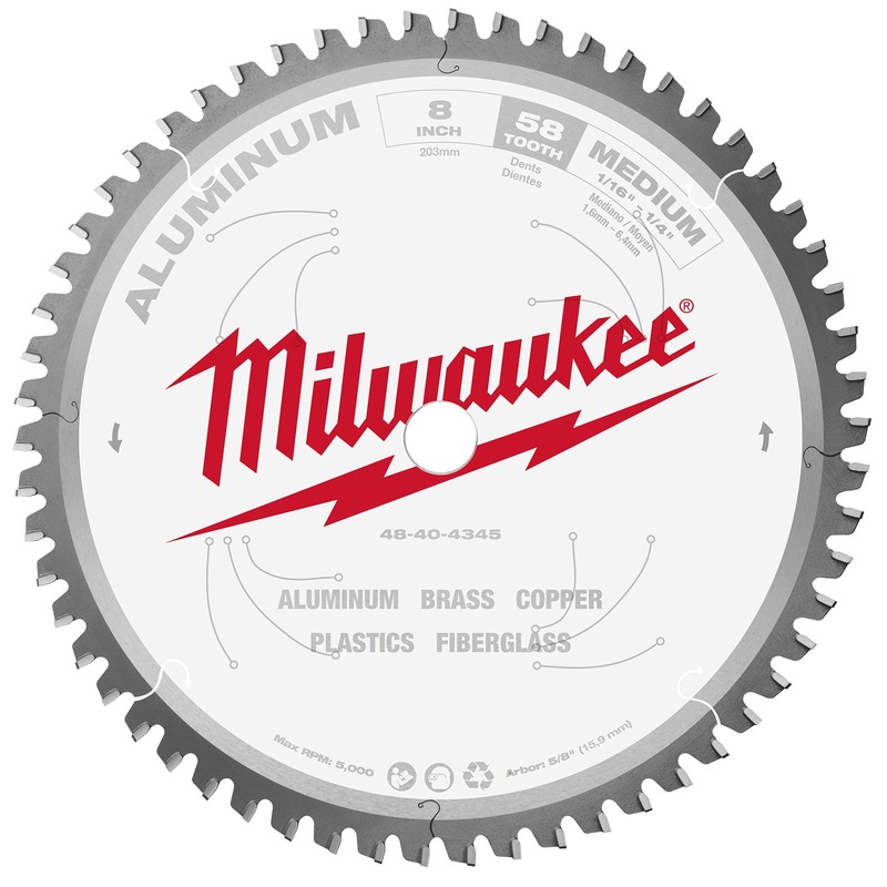 Milwaukee 203mm (8) 58T Aluminium Circular Saw Blade 48404345