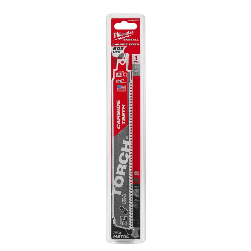 Milwaukee 230mm TORCH with Carbide Teeth Sawzall Blade 1pk 48005202