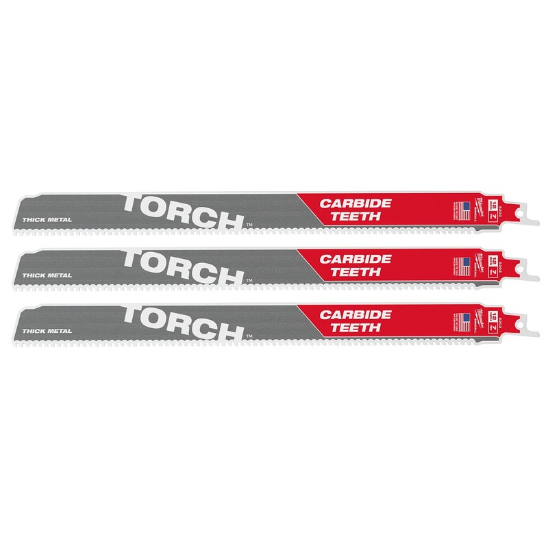 Milwaukee 300mm The Torch with Carbide Teeth Metal Demolition SAWZALL Blade 3Pk 48005303