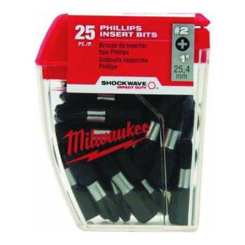 Milwaukee No:2 Shockwave Screw Tips 25Pk 48324604