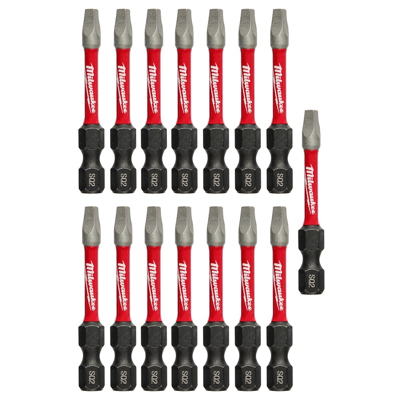 Milwaukee Square Recess #2 50mm (2) SHOCKWAVE Power Bit 15Pk 48325010
