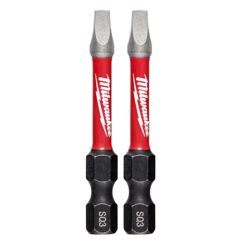 Milwaukee Square Recess #3 50mm (2) SHOCKWAVE Power Bit 2Pk 48324910