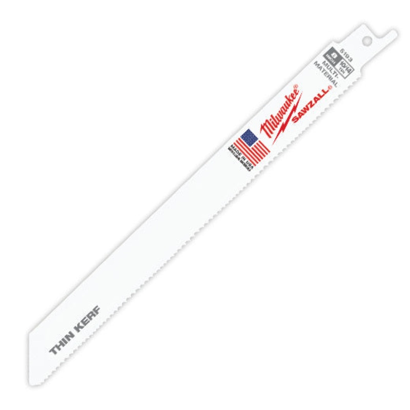 Milwaukee Thin Kerf General Purpose Sawzall Blade 200mm 10/14 tpi Pkt5 48005193