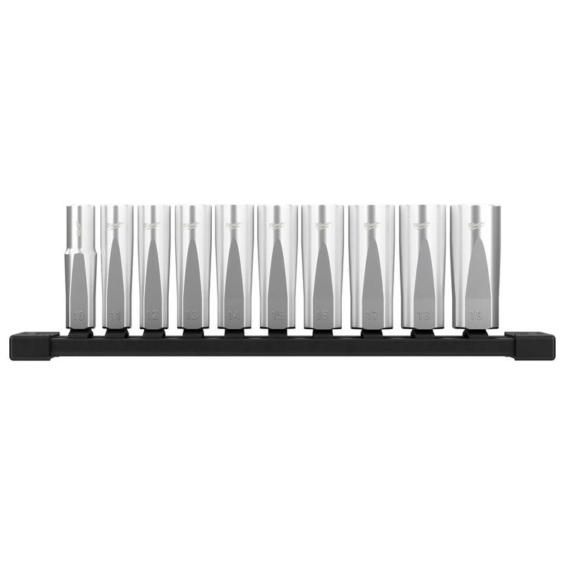 Milwaukee 10 piece 3/8 Dr Deep Metric Socket Set with Storage Rail 48229505