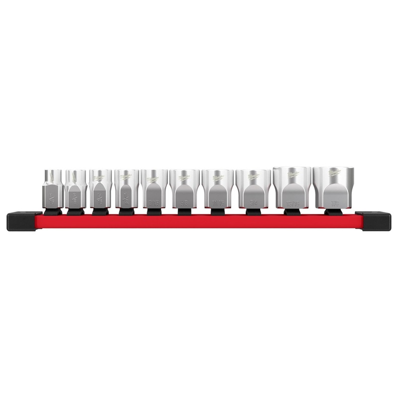 Milwaukee 10 piece 3/8 Dr Standard SAE Socket Set with Storage Rail 48229403