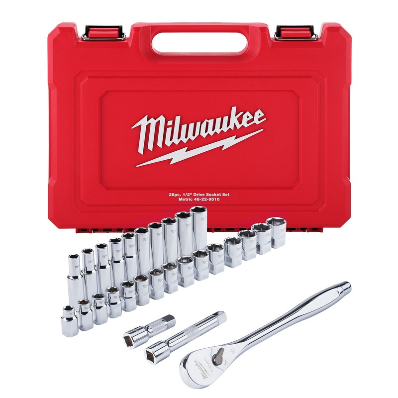 Milwaukee 28 Piece SAE Ratchet and Socket Set 1/2 Dr 48229510