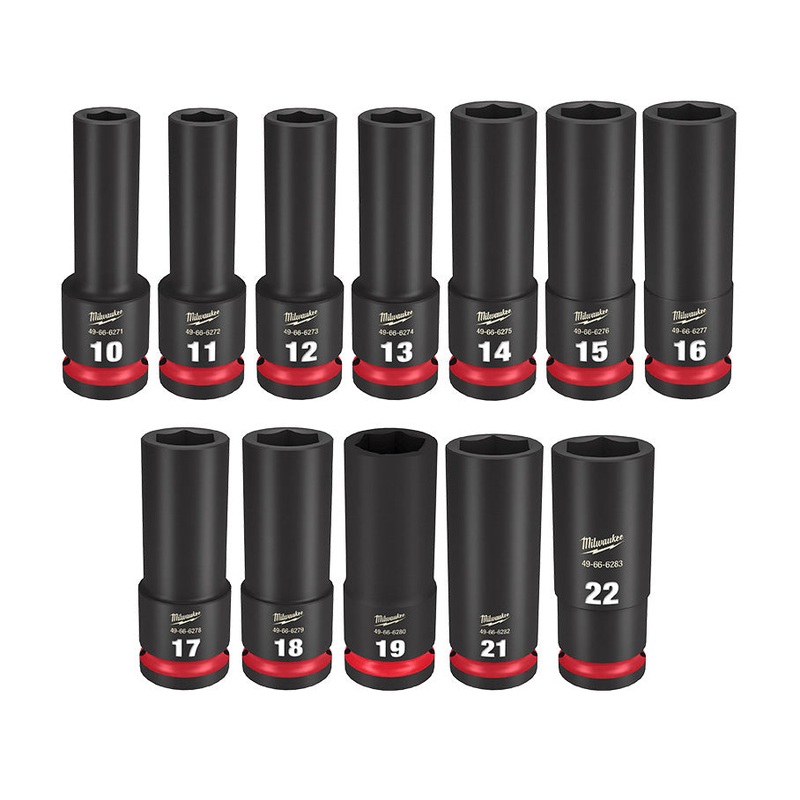 Milwaukee Shockwave 1/2 Drive 12 Piece Metric Deep 6 Point Impact Socket Set 49667054