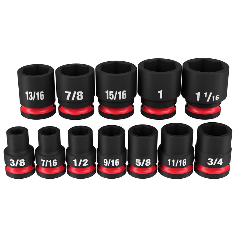 Milwaukee Shockwave 1/2 Drive 12 Piece SAE Standard 6 Point Impact Socket Set 49667010