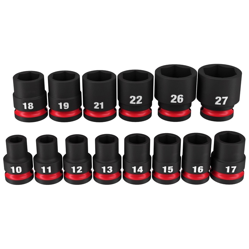 Milwaukee Shockwave 1/2 Drive 14 Piece Metric Standard 6 Point Impact Socket Set 49667013