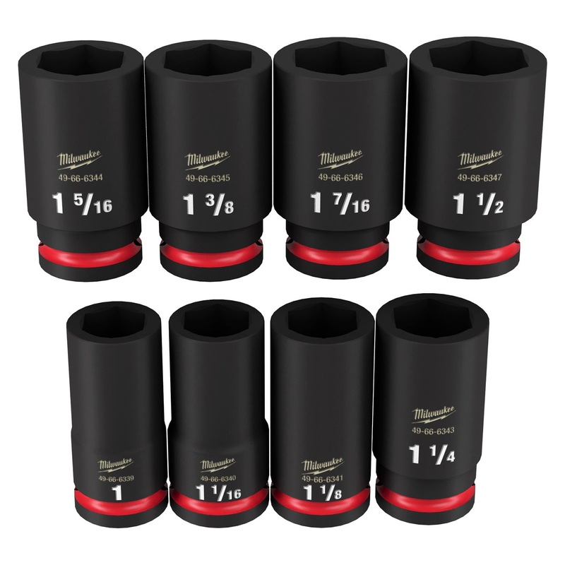 Milwaukee Shockwave 3/4 Drive 8 Piece SAE Deep 6 Point Impact Socket Set 49667018