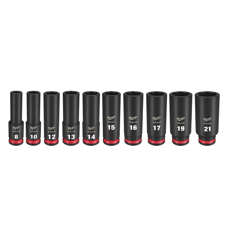 Milwaukee Shockwave 3/8 Drive 10 Piece Metric Deep 6 Point Impact Socket Set 49667051
