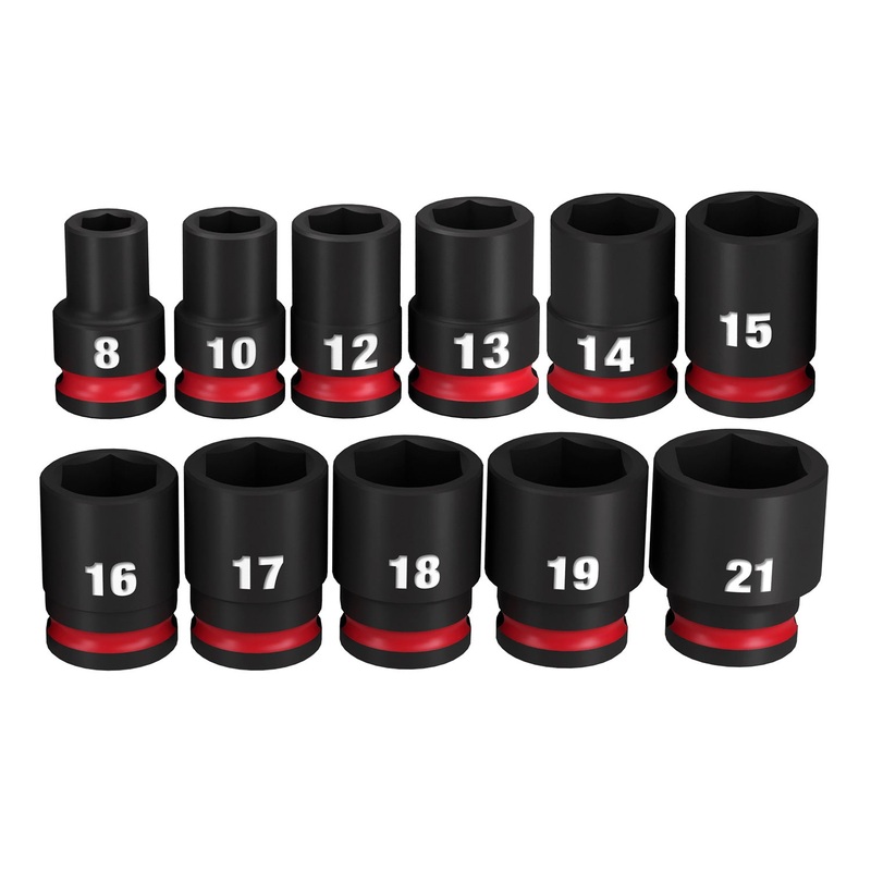 Milwaukee Shockwave 3/8 Drive 11 Piece Metric Standard 6 Point Impact Socket Set 49667050