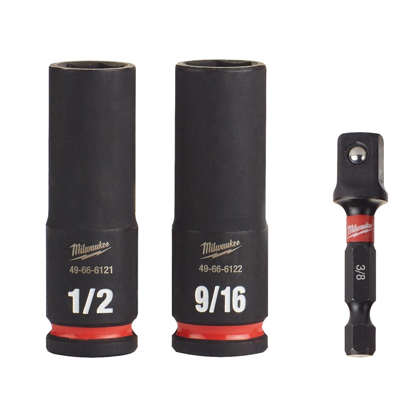 Milwaukee Shockwave 3/8 Drive 3 Piece SAE Deep 6 Point Impact Socket Set 49664417