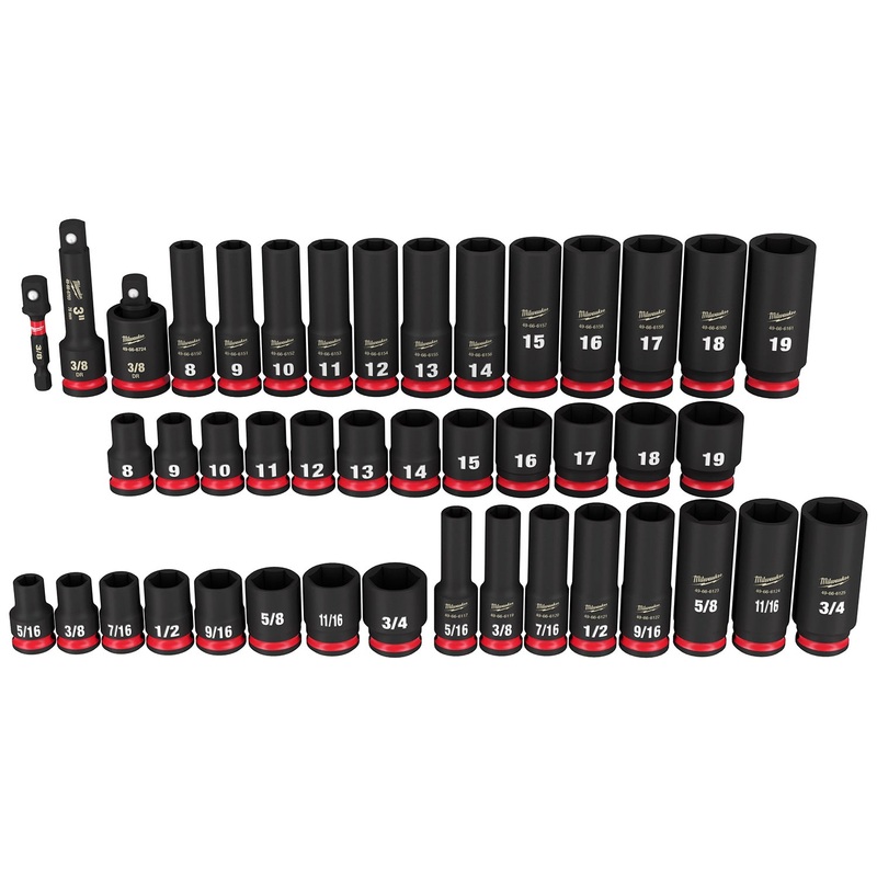 Milwaukee Shockwave 3/8 Drive 43 Piece SAE & Metric Deep 6 Point Impact Socket Set 49667009