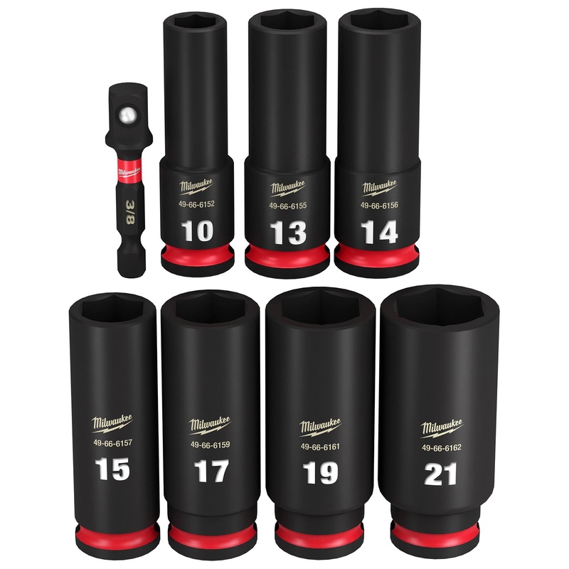 Milwaukee Shockwave 3/8 Drive 8 Piece Metric Deep 6 Point Impact Socket Set 49667021