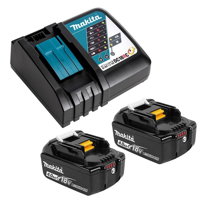 Makita 198497-6 18V Li-Ion Cordless Battery Charger DC18RC & 4.0Ah Batteries