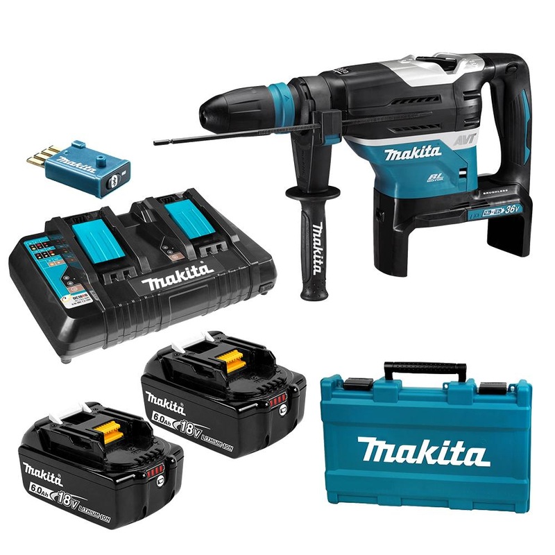 Makita DHR400G2UN 36V (18V x 2) 6.0Ah LXT Li-ion Cordless Brushless AWS 40mm SDS Max Rotary Hammer Combo Kit with Wireless Unit