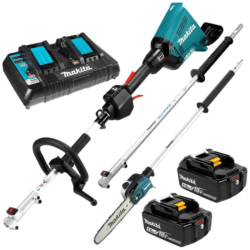 Makita DUX60PSPT2-B 36V (18V x 2) 5.0Ah Li-Ion Cordless Brushless Multi Function Power Head Combo Kit with Attachments