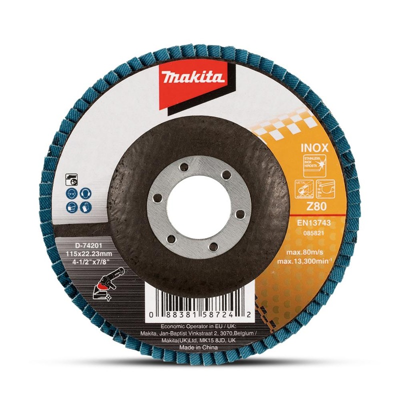 Makita 115Mm Economy Flap Disc 80# – Zirconia – Flat D-74201