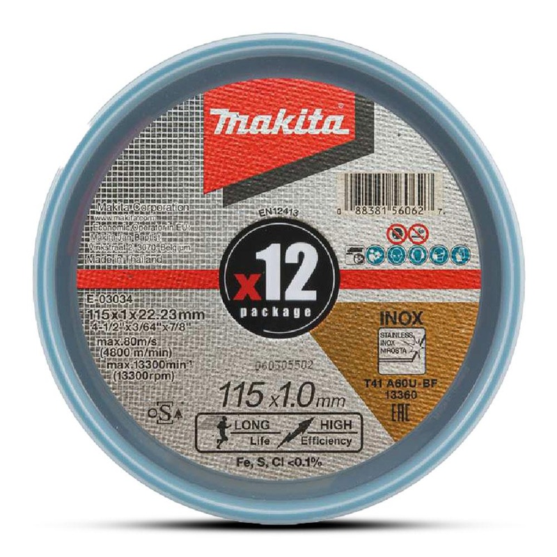 Makita 115Mm X 1Mm X 22.23Mm Elite Inox Cut Disc – 12Pk E-03034-12