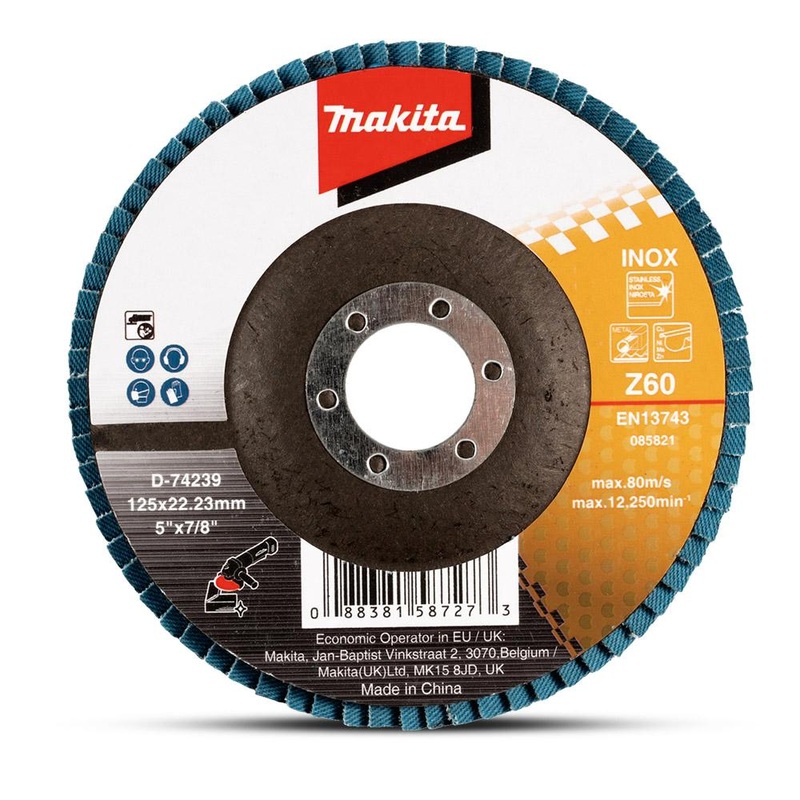 Makita 125Mm Economy Flap Disc 60# – Zirconia – Flat D-74239