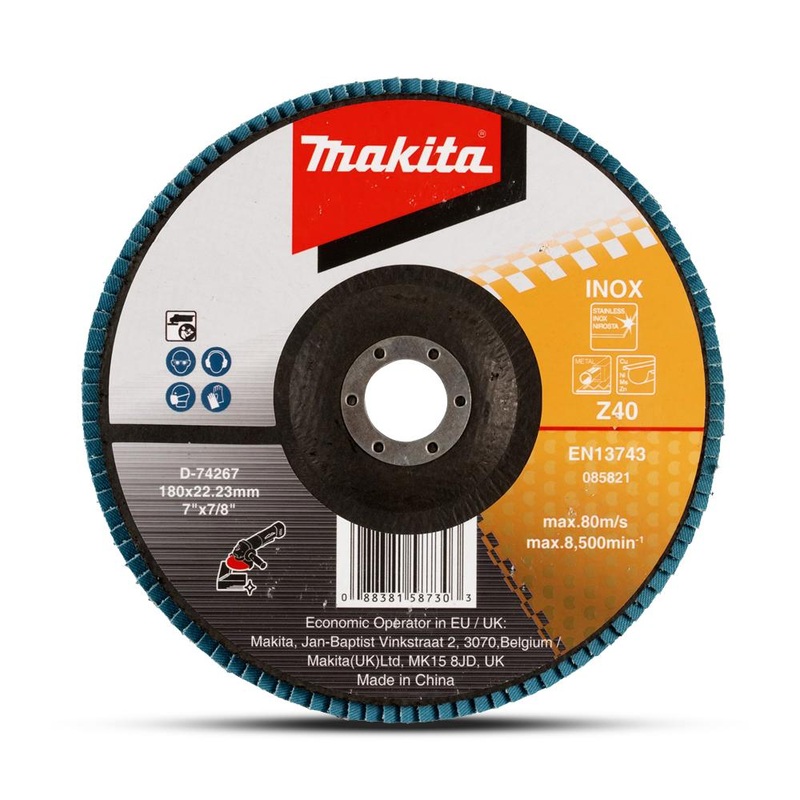 Makita 180Mm Economy Flap Disc 40# – Zirconia – Flat D-74267