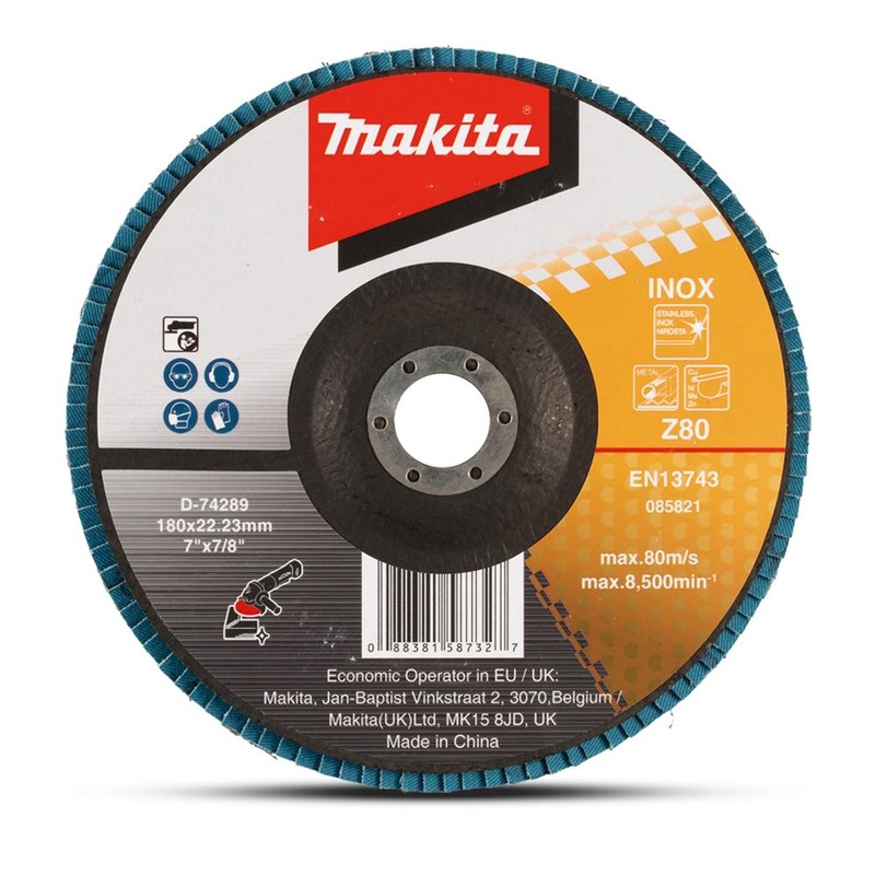 Makita 180Mm Economy Flap Disc 80# – Zirconia – Flat D-74289