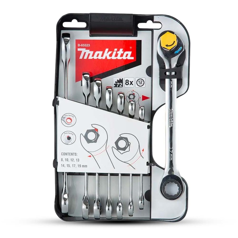 Makita Double Ratchet Wrench 8Pc Set B-65523