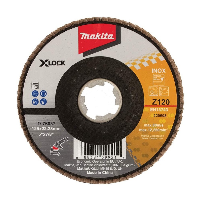 Makita Xlock 125Mm 120# Zirconica Angle Flap Disc D-76037