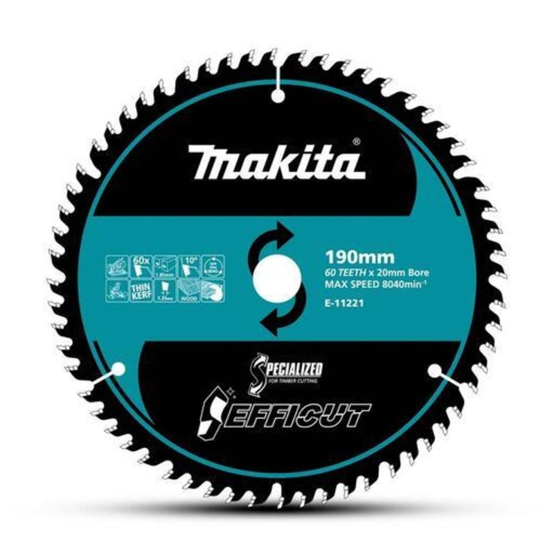 Makita Efficut Wood Tct Saw Blade 190Mm X 20 X 60T E-11221