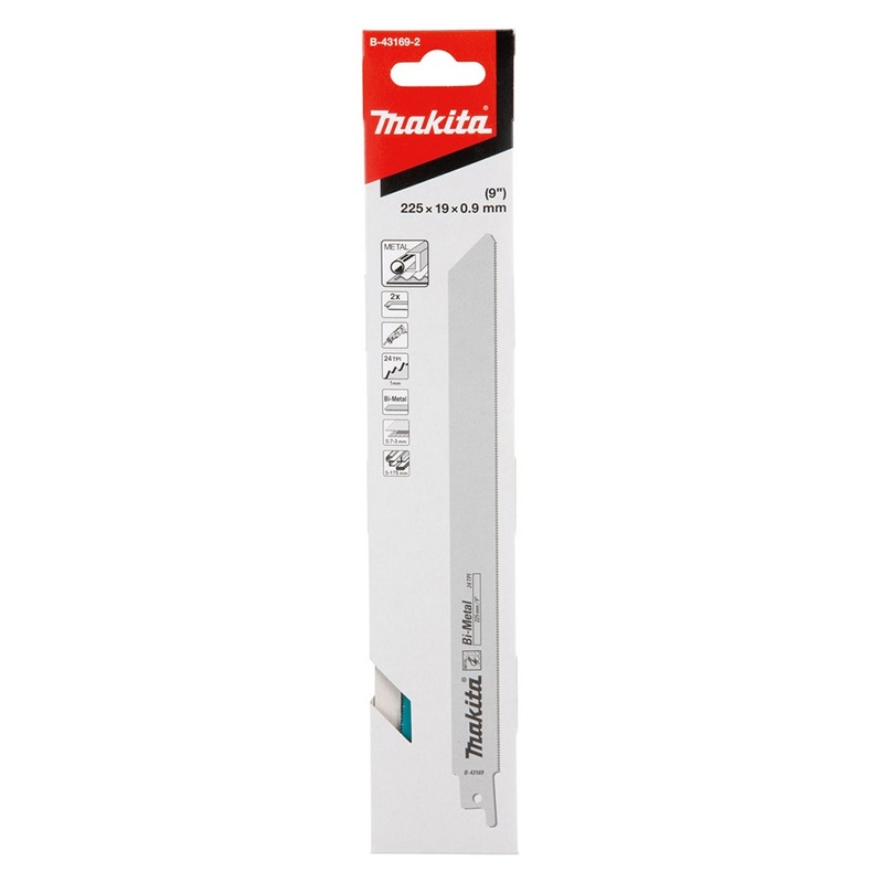 Makita Recipro Blade Bi-Metal 225Mm X 0.9Mm X 24Tpi – 2Pk – Metal B-43169-2