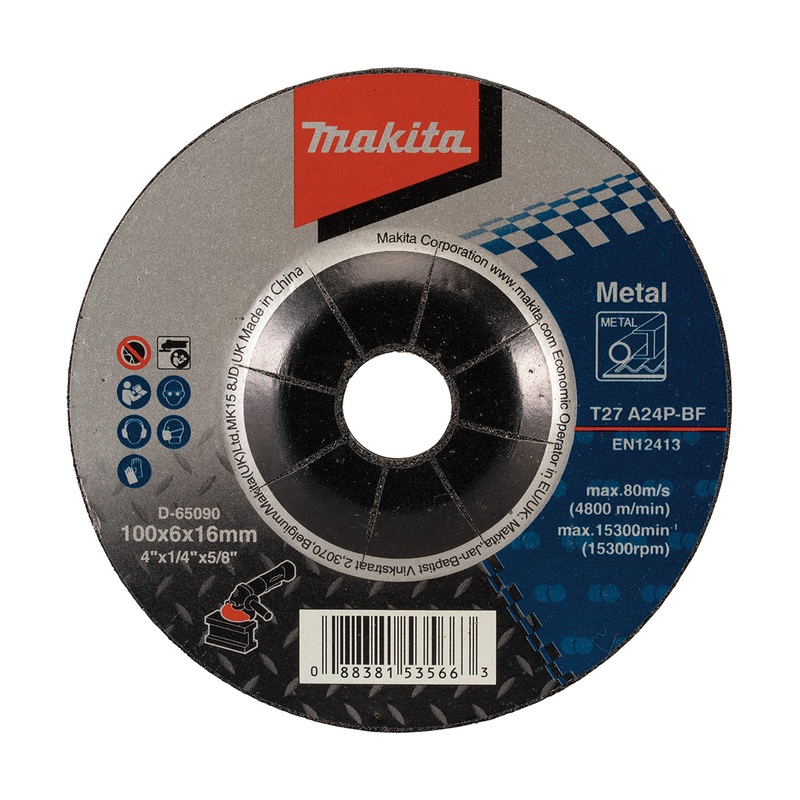Makita 100Mm X 6Mm X 16Mm D/C Metal Grinding Disc A24R – 25Pk D-65090-25