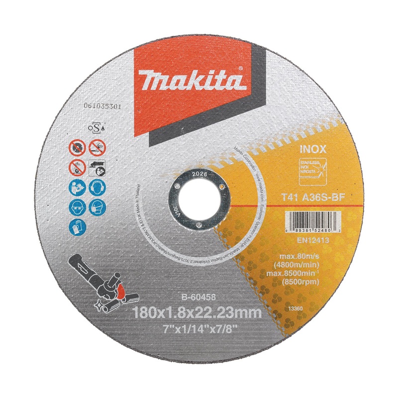 Makita 180Mm X 1.8Mm X 22Mm Inox / Metal Cutting Disc A36S – 40Pk  B-60458-40