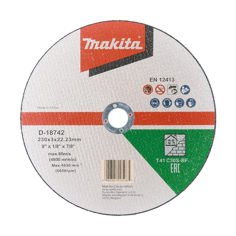 Makita 230Mm X 3Mm X 22Mm Masonry Cutting Disc C30S – 25Pk  D-18742-25