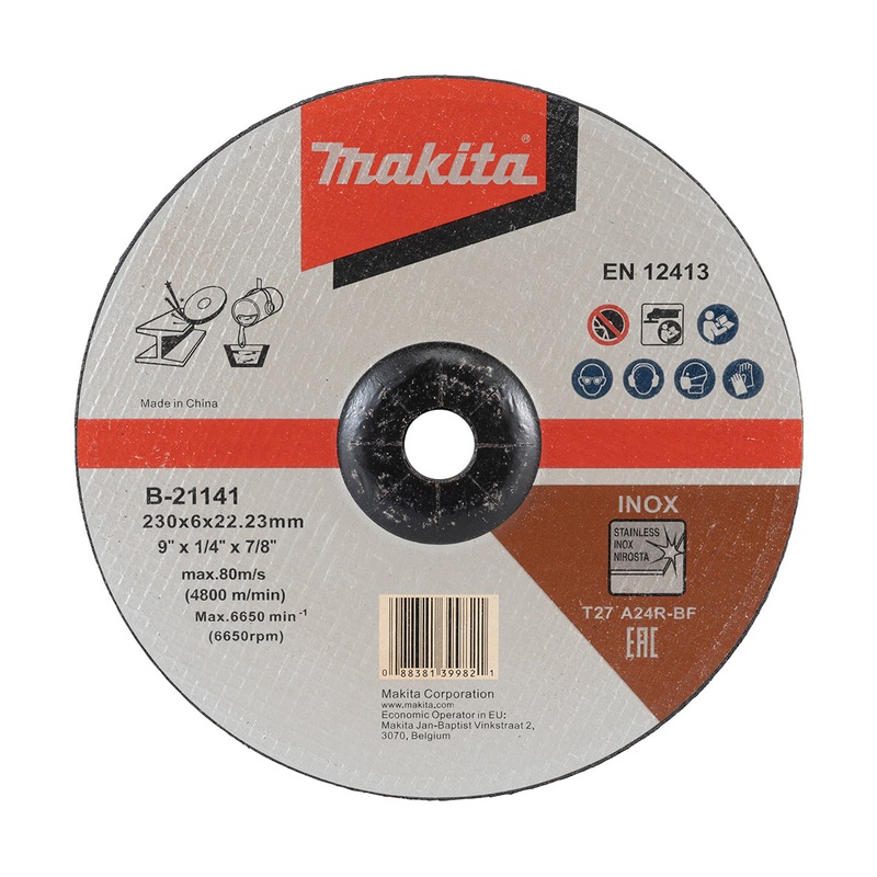 Makita 230Mm X 6Mm X 22.23 D/C Inox Grinding Disc A24R – 10Pk B-21141-10