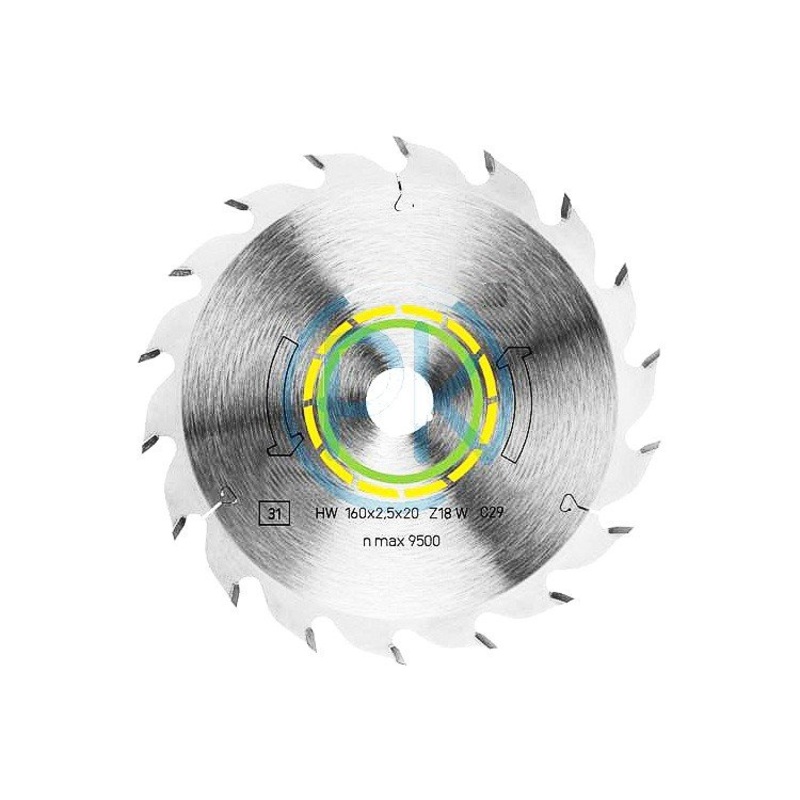 Festool Saw blade 160mm x 2.2 x 20mm 18 tooth HW 160X2.2X20 W18