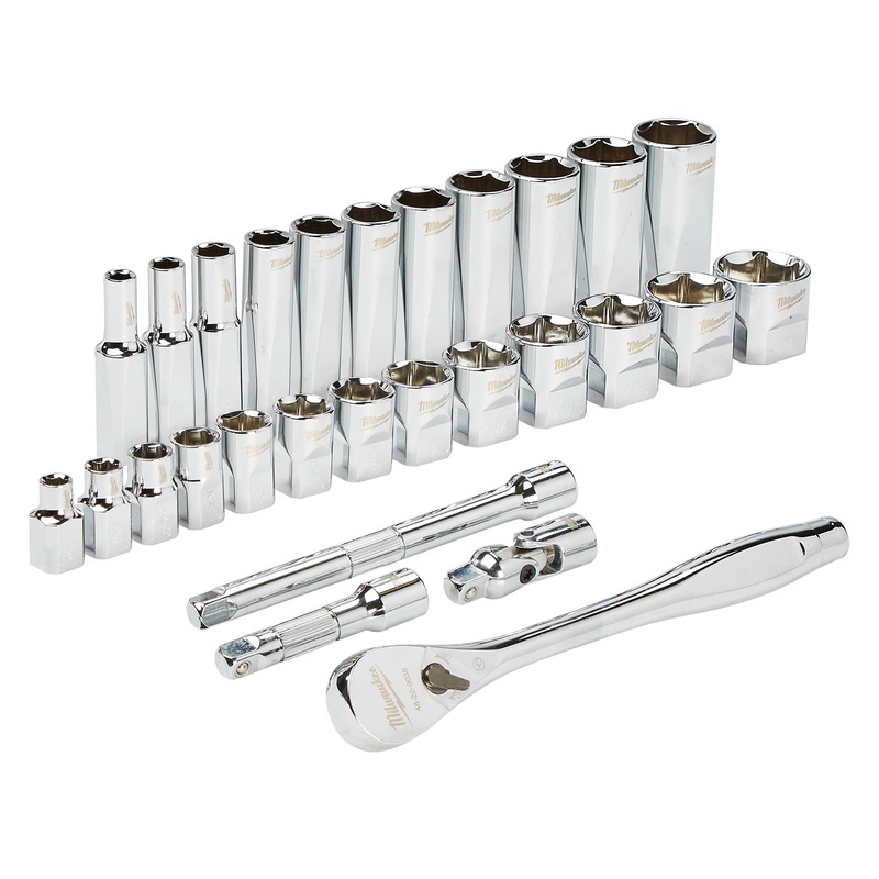 Milwaukee 28 Piece 3/8 Ratchet & Socket Set (SAE) 48229408