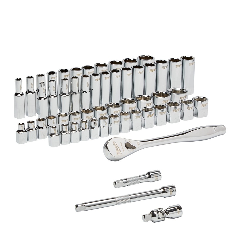 Milwaukee 56 Piece 3/8 Ratchet & Socket Set (Metric & SAE) 48229008
