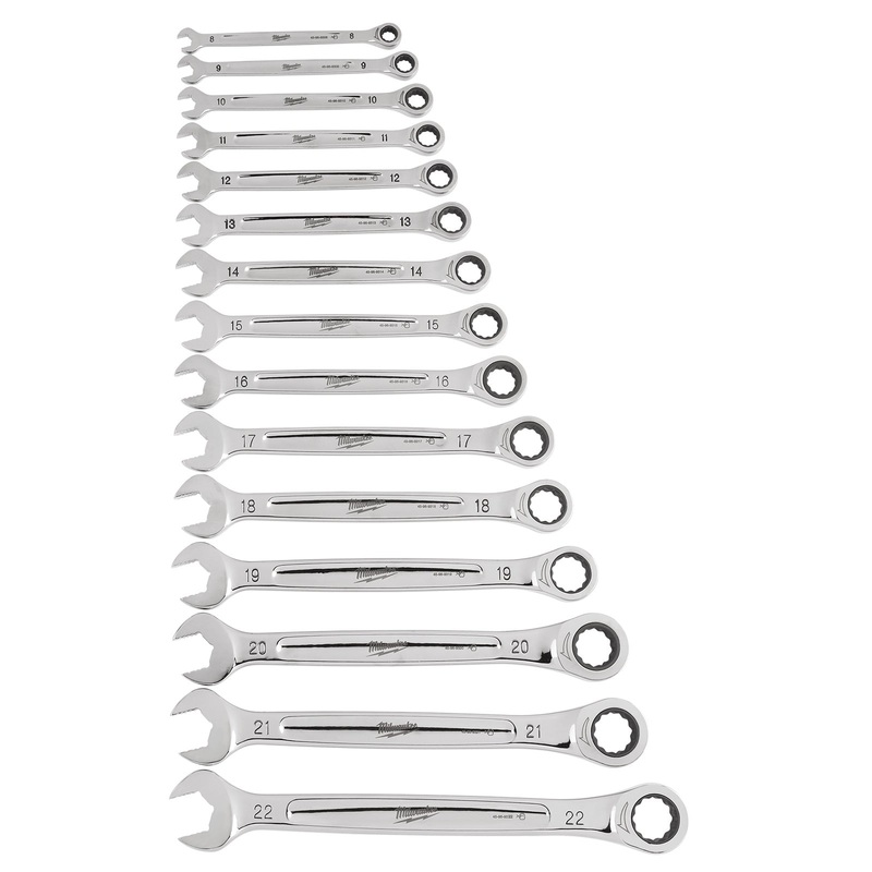 Milwaukee 15pc Ratcheting Combination Wrench Set – Metric 48229516