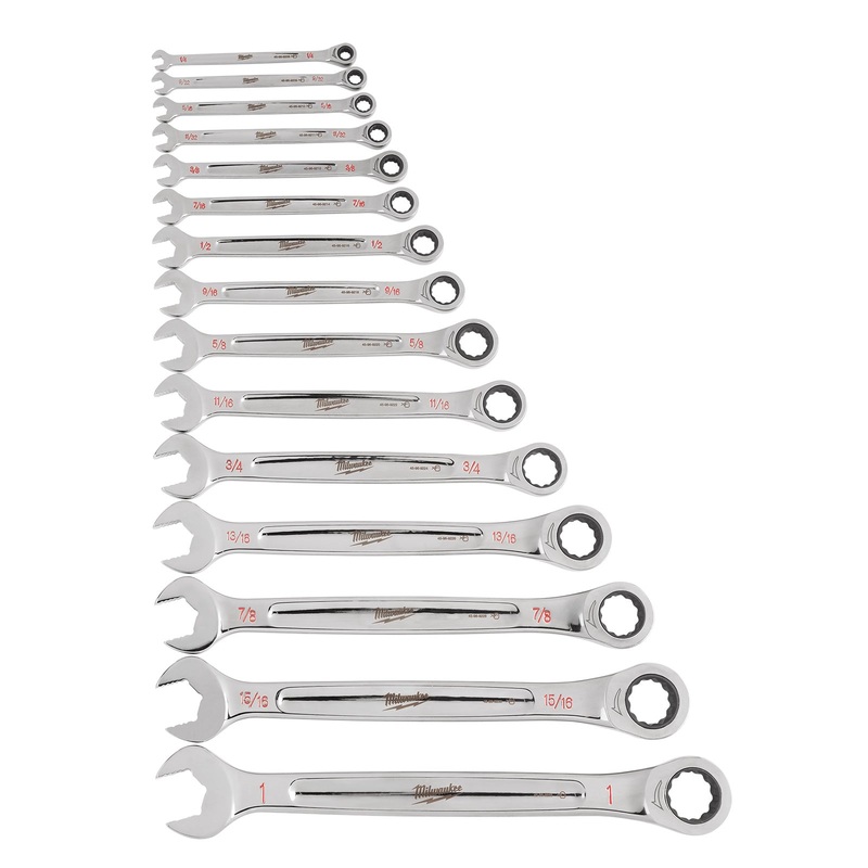 Milwaukee 15pc Ratcheting Combination Wrench Set – SAE 48229416