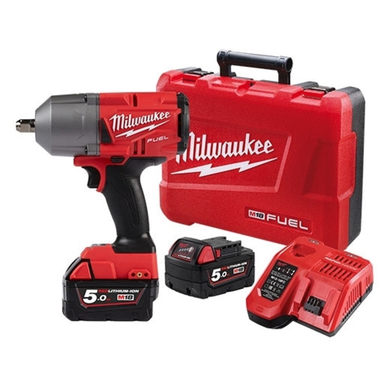 Milwaukee 18V Fuel 1/2 High Torque Brushless Impact Wrench with Pin Detent 5.0Ah Set M18FHIWP12-502
