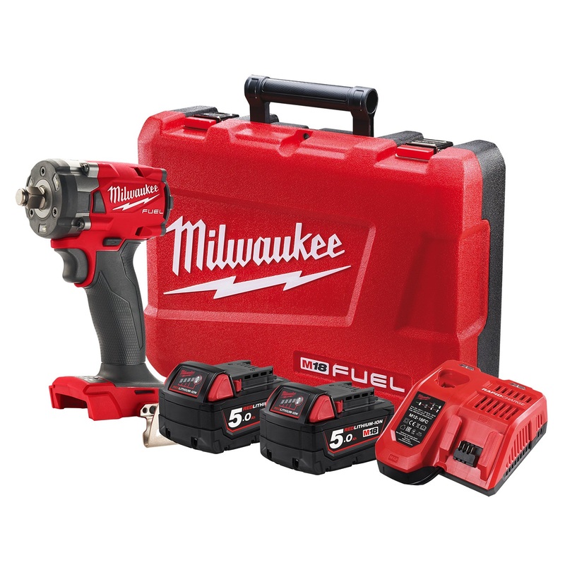 Milwaukee 18V Fuel Brushless 1/2 Compact Impact Wrench with Friction Ring 5.0ah Set M18FIW2F12-502C