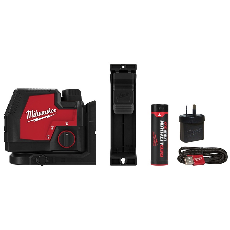 Milwaukee REDLITHIUM USB Rechargeable Cross Line Laser Kit L4CLL-301C