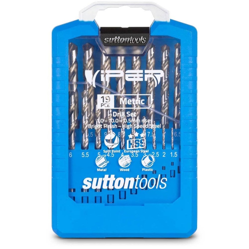 SUTTON 1-10MM METRIC HSS-BRIGHT JOBBER DRILL BIT SET – VIPER – 19 PIECE D105V2M