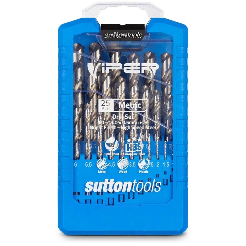 SUTTON 1-13MM METRIC HSS-BRIGHT JOBBER DRILL BIT SET – VIPER – 25 PIECE D105V3M
