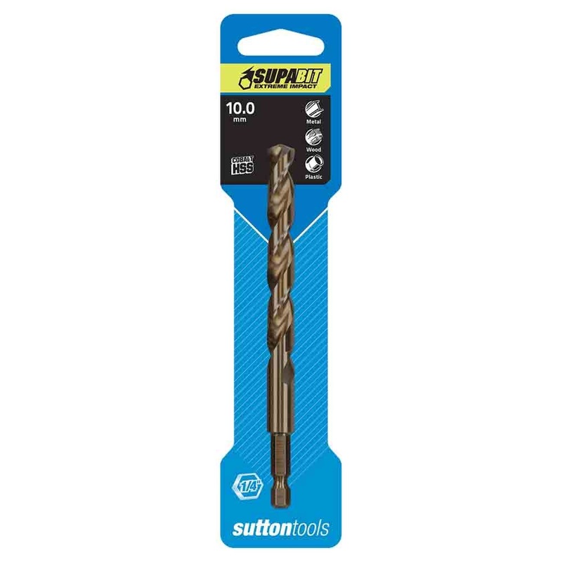 SUTTON 10.0MM 1/4-HX DRILL BIT HSS CO METAL SUPABIT D2131000