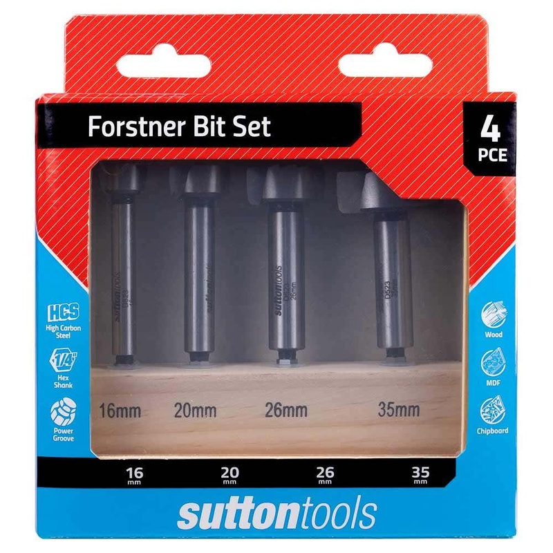 SUTTON 16-35MM 1/4HX HSS FORSTNER DRILL BIT SET – 4 PIECE D5230004